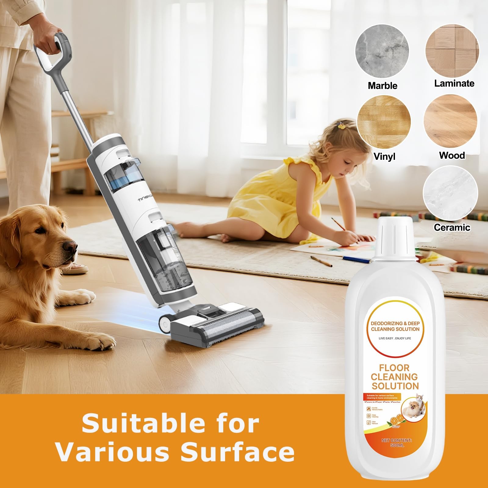 2 Packs Floor Cleaner Orange Scented with Tineco Cleaning Solution Deep Clean…