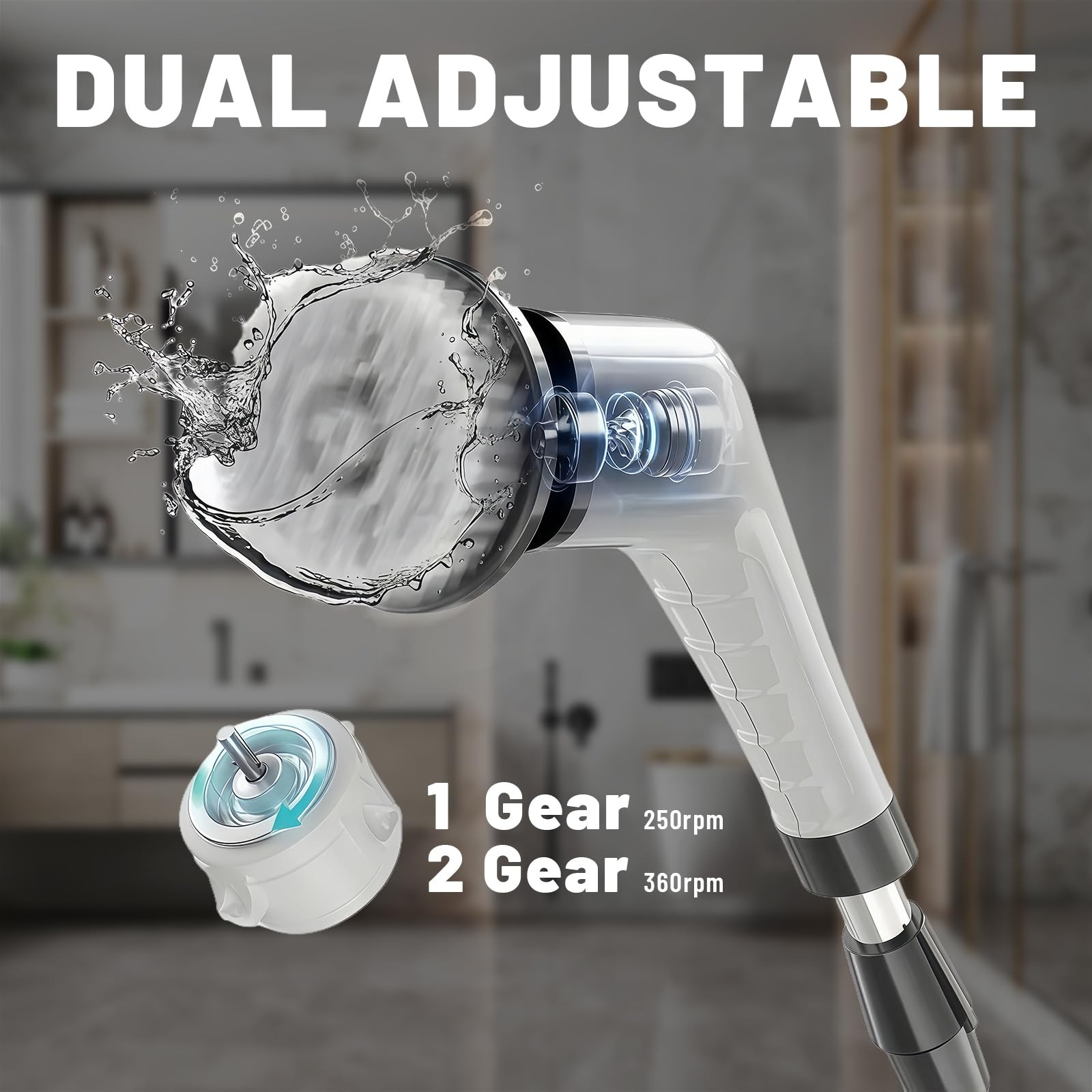 Electric Spin Scrubber Ditch the Scrubbing Long Handle Shower Scrubber with 9…