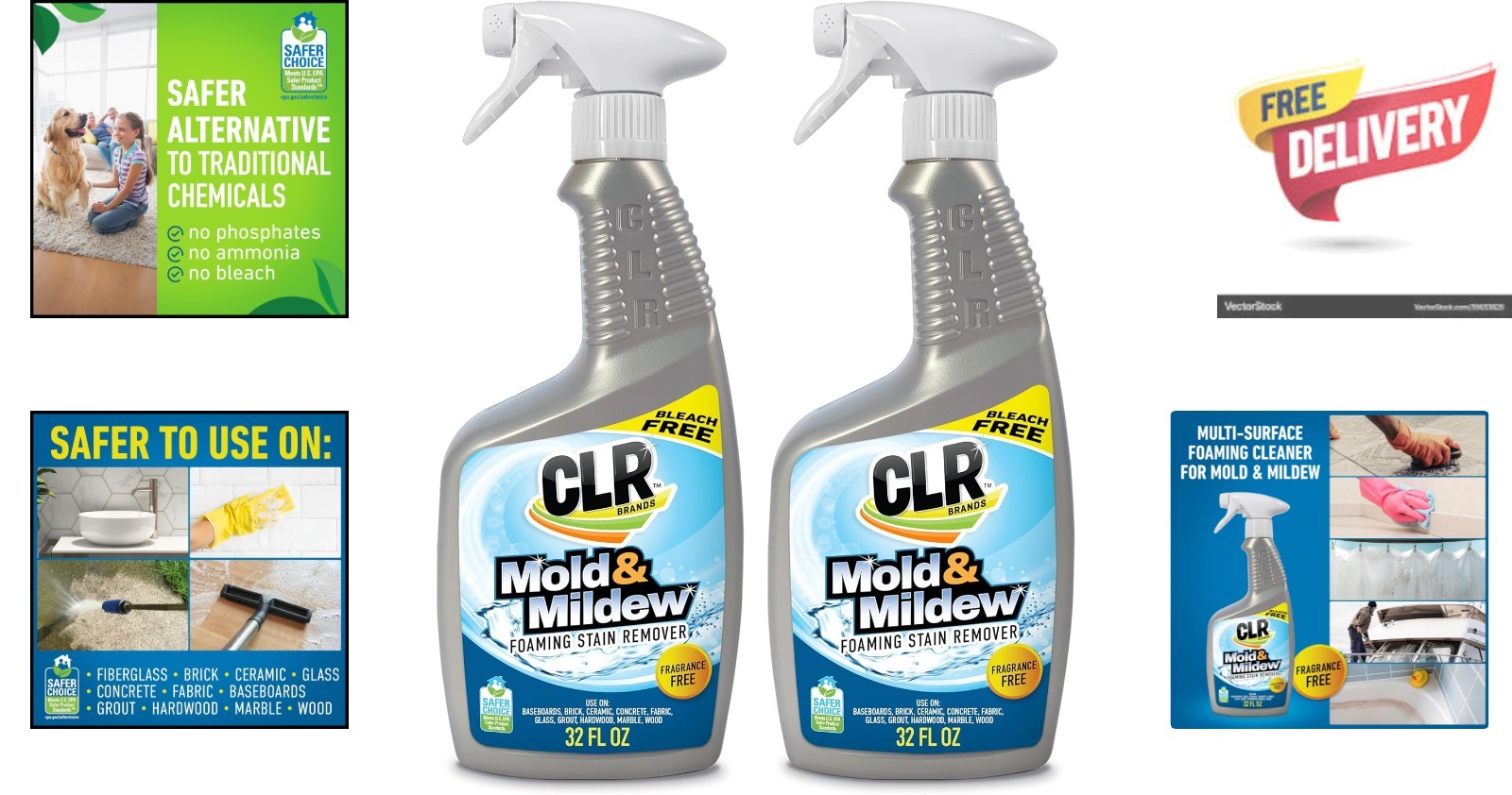 Unscented 32 oz. Mold & Mildew Cleaner – Powerful Stain Remover Spray