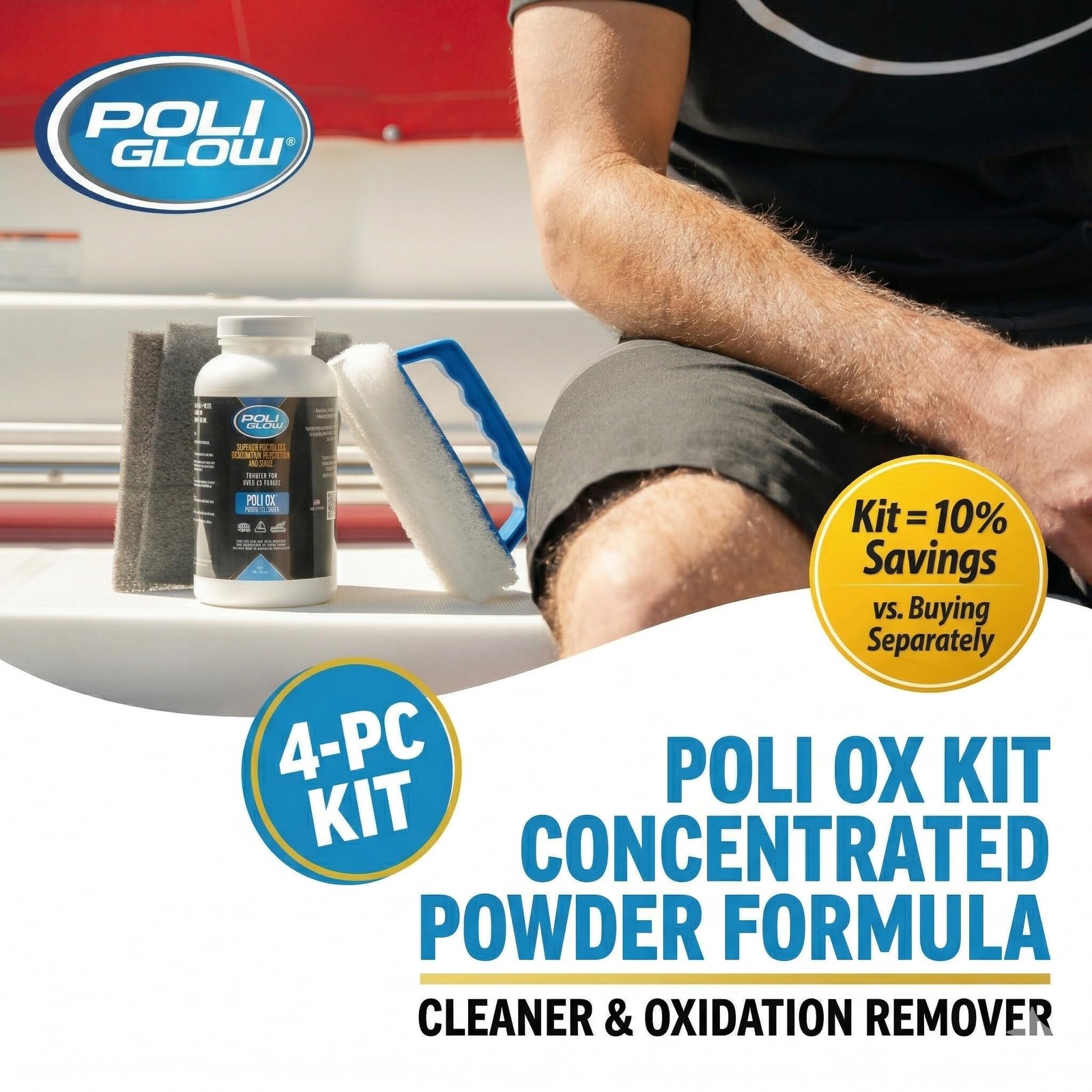 Poli Ox® Oxidation Removal Kit for Boats, RVs, or Fiberglass Surfaces–Removes…