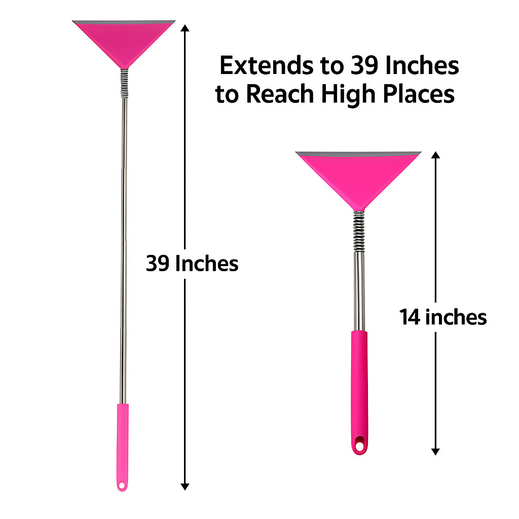 Extendable Telescopic 39 Inch Bathroom Window Shower Squeegee Long Reach