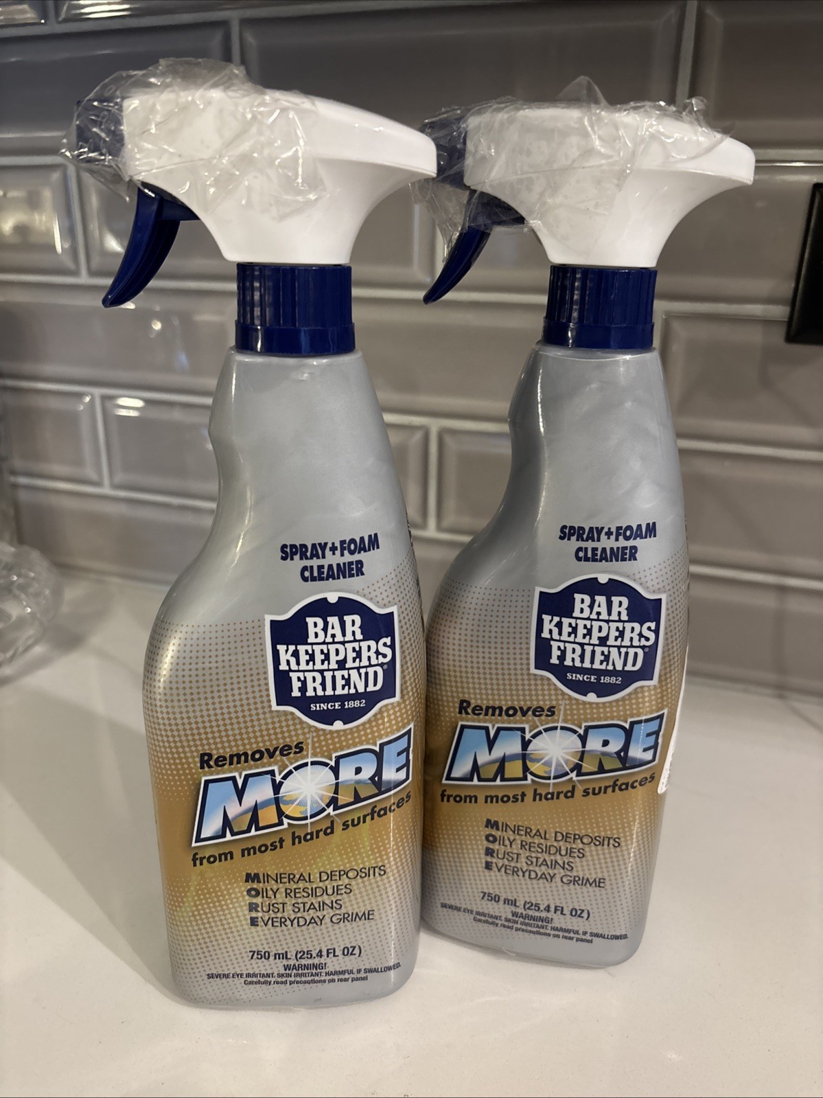 (2-Pk) BAR KEEPERS FRIEND Hard Surfaces Glass Copper Brass SPRAY + FOAM CLEANER