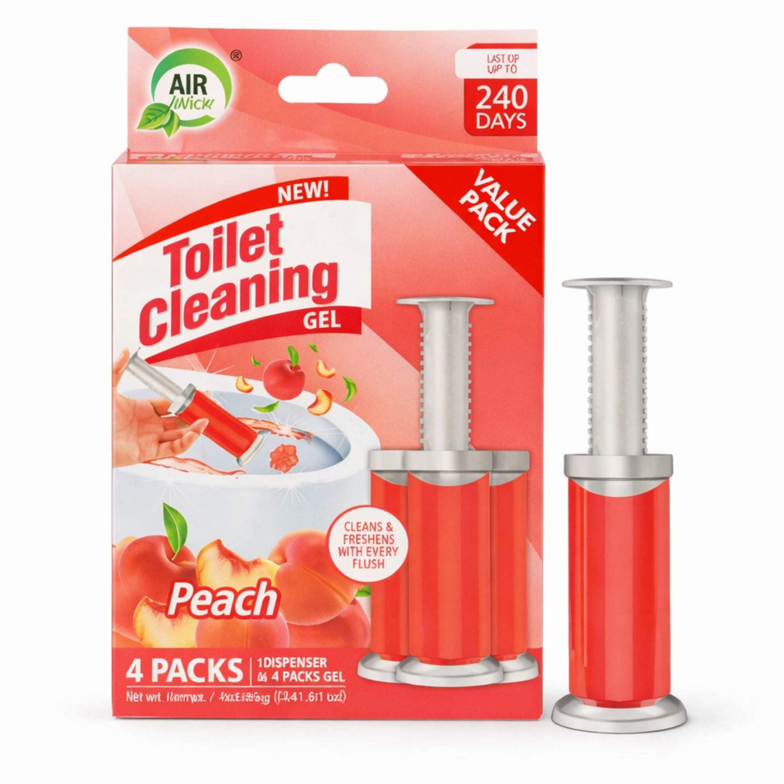 Air Fusion Peach Scent Toilet Cleaning Gel 56 Stamps 6.43oz 4 Pack