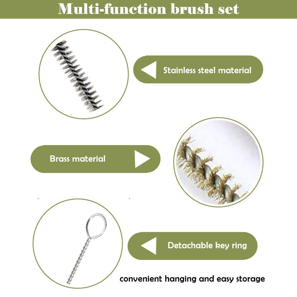 12Pcs Tube Brush Kit Stainless Steel/Brass Round Wire Pipe Cleaner Long-Handl…