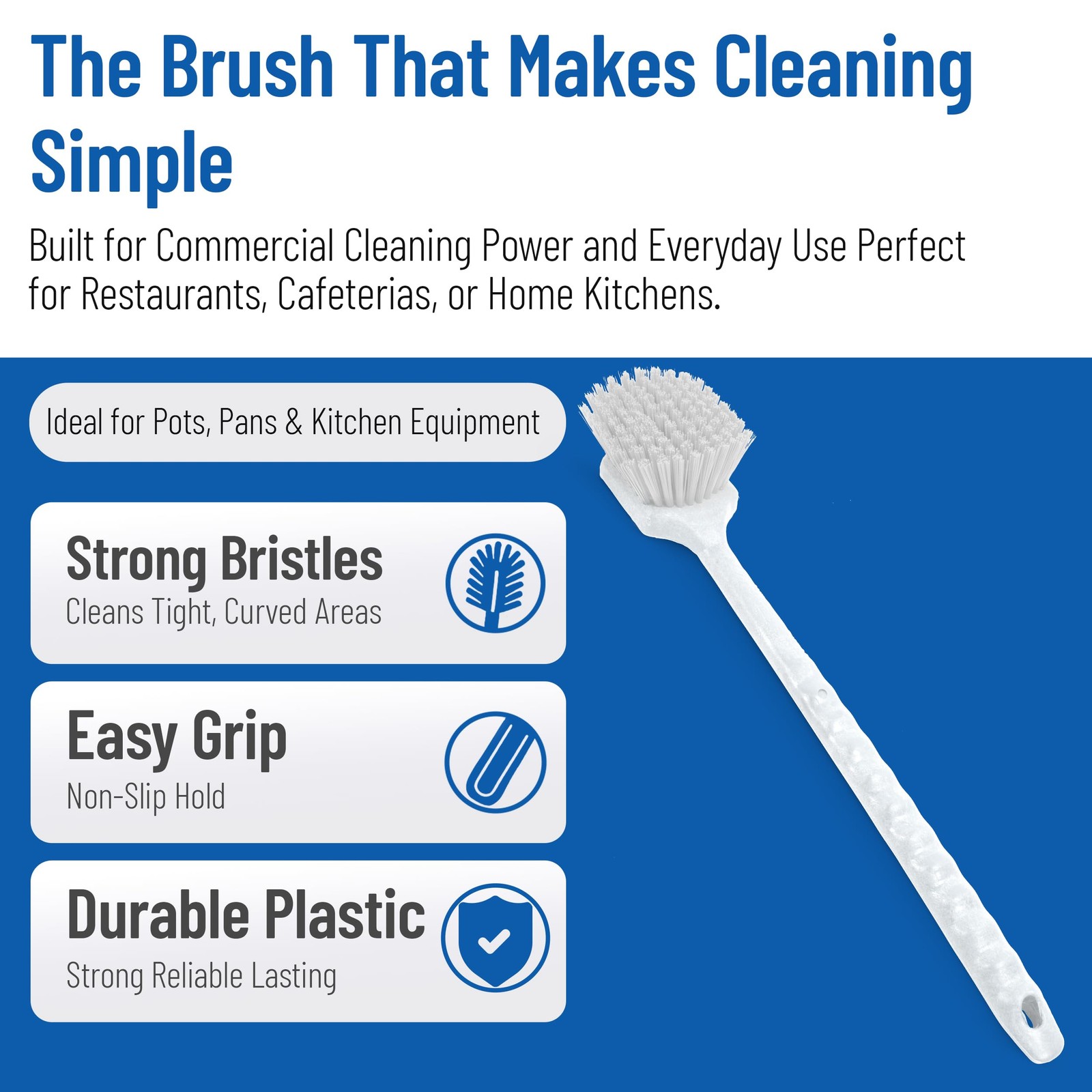 40501EC02 Plastic Large Scrub Brush, Kitchen Brush, Utility Brush With Long H…