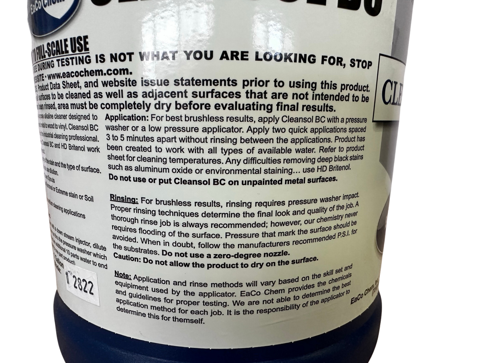 EaCo Chem Cleansol BC – 4 Gallon Case – Brushless Oxidation and Soil Remover