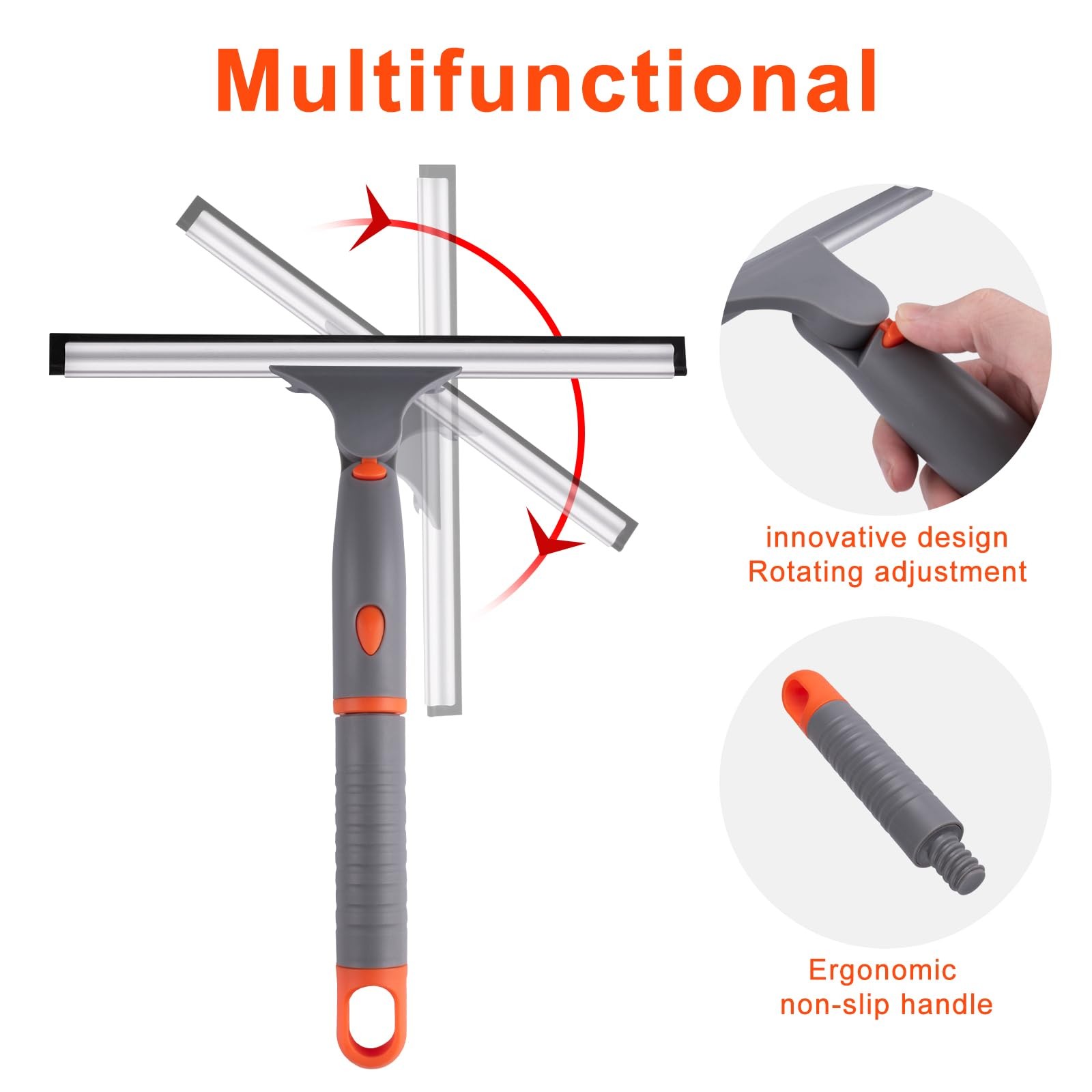 Swivel Shower Squeegee for Glass Doors, All-Purpose Anti-Slip Window Squeegee…