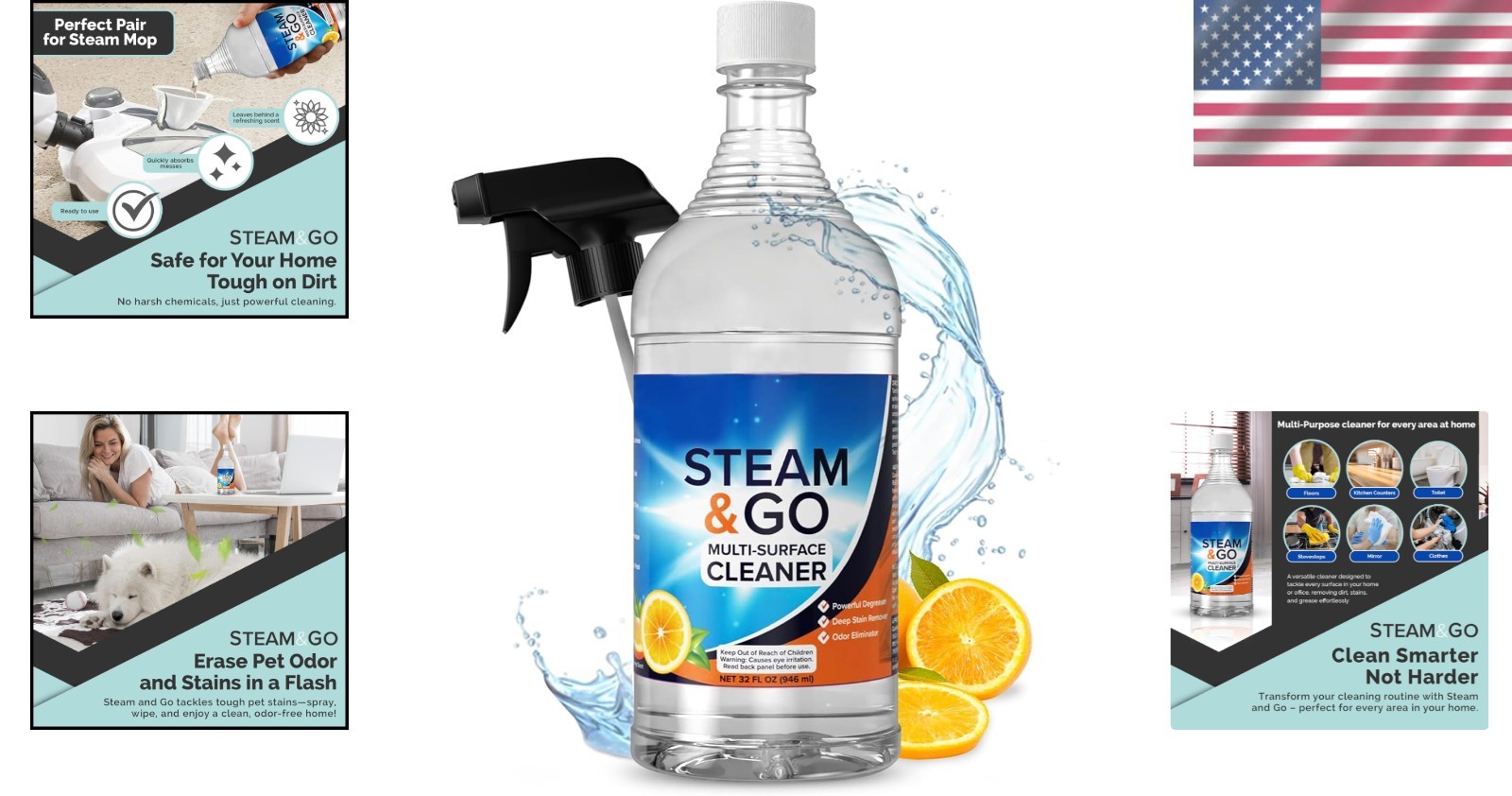 Fresh Orange Scent Multi-Surface Cleaner – 32 oz Oxy Power Spray for Home Use