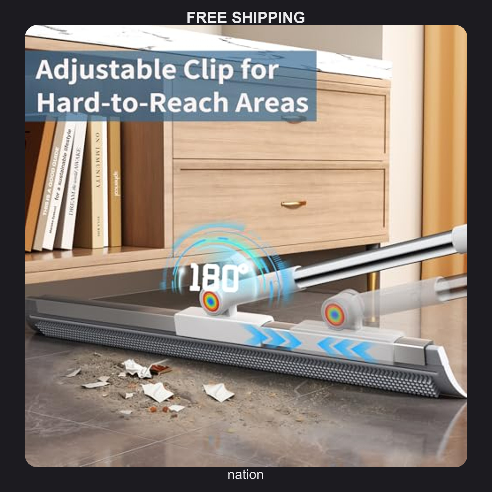 Floor Squeegee for Concrete Floor, Squeegee for Floor with 180° Rotating Head