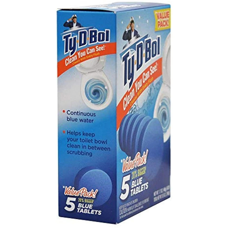 Ty-D-Bol Blue Tablets Value 5 Pack Automatic Toilet Bowl Cleaner Deodorizer Tabs
