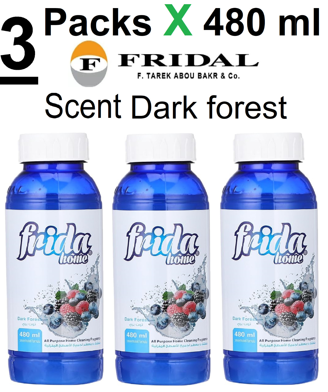 Frida Home All Purpose Home Cleaning Fragrance ,Dark forest ( 3 Pack X 480 ml )