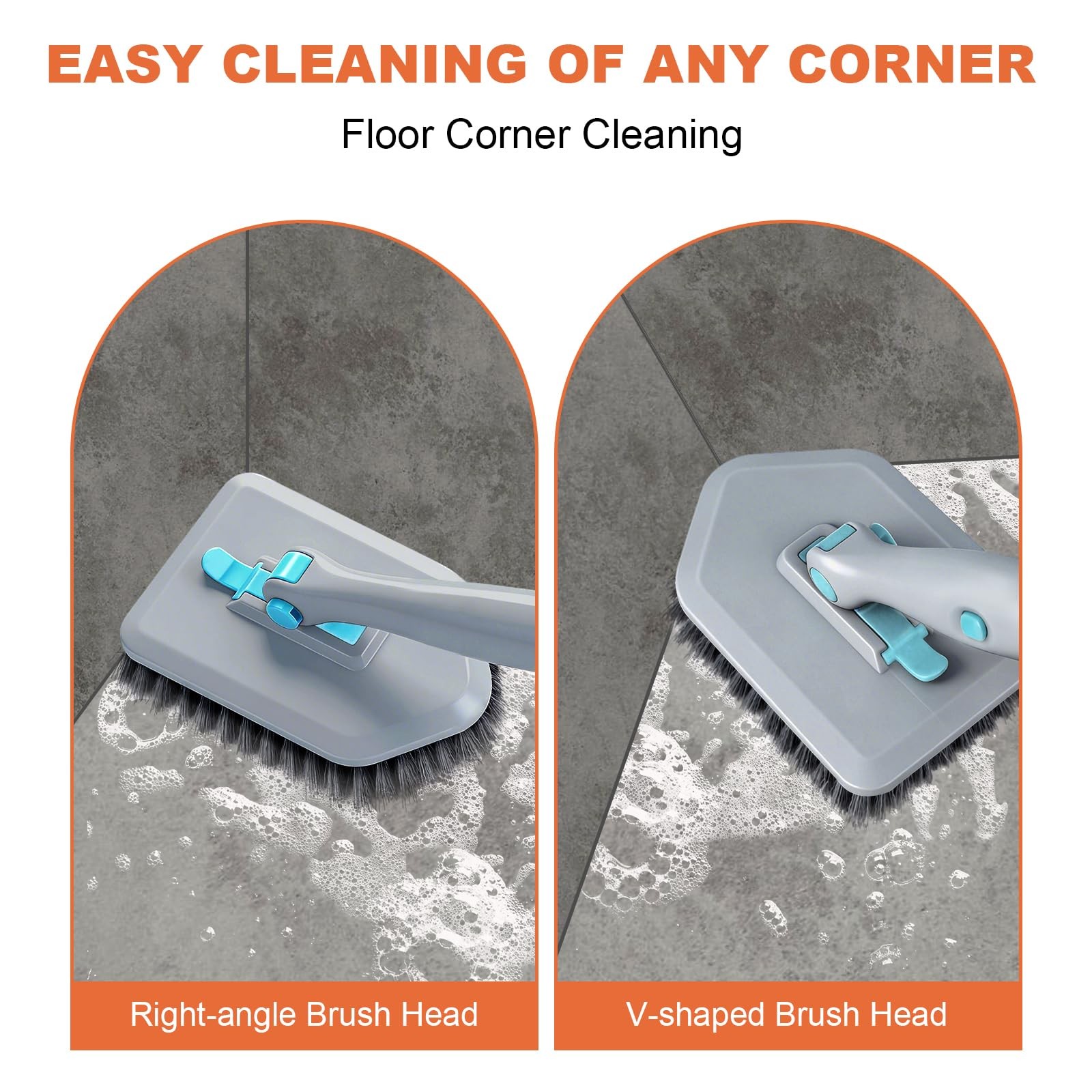 Long Handled Scrub Brush for Shower,3-in-1 Cleaning Brushes with 3 Different …