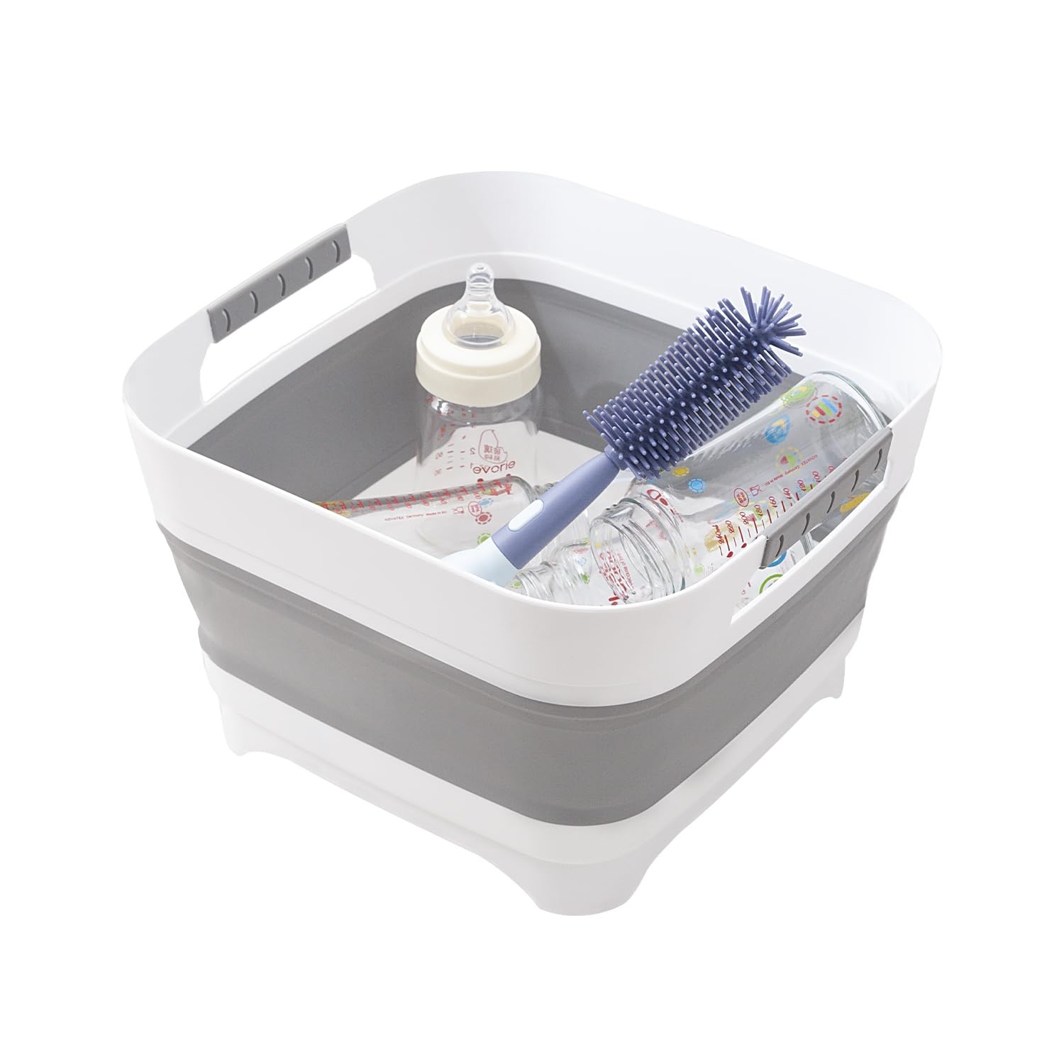 Collapsible Wash Basin for Baby Bottles – 2.4 Gallons Portable Wash Bin for R…