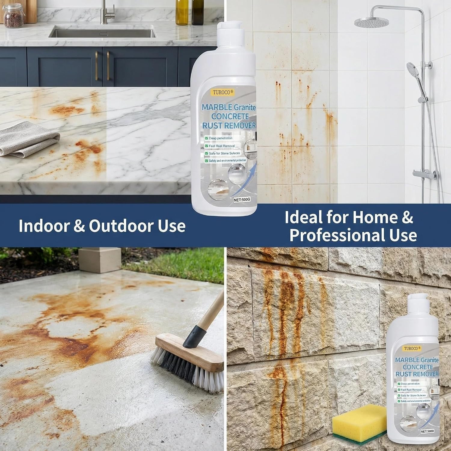 Professional Stone Rust Remover, Granite Marble Rust Stain Cleaner, Deep