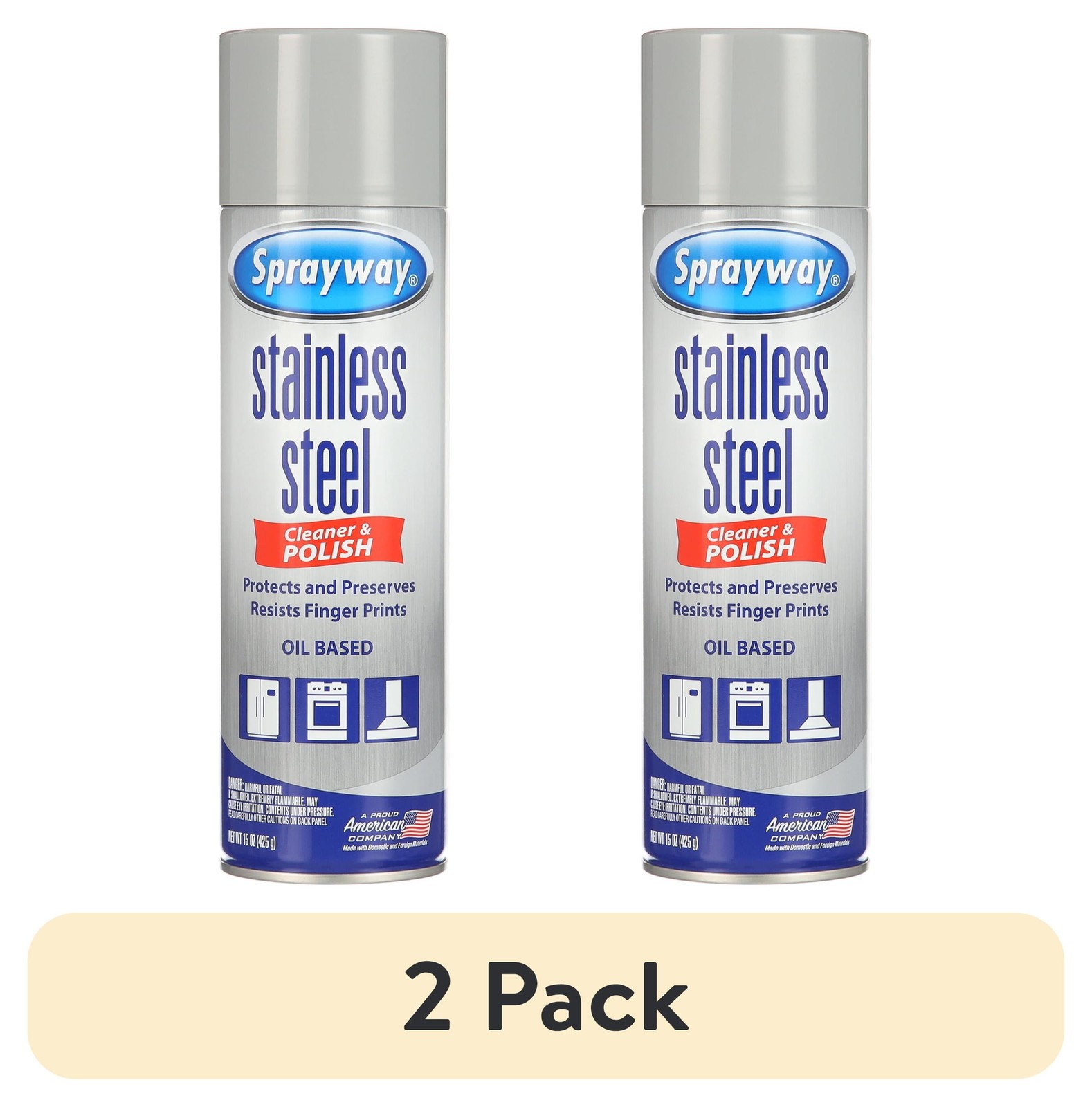 (2 pack) Sprayway 15 Ounce Stainless Steel Cleaner and Polish