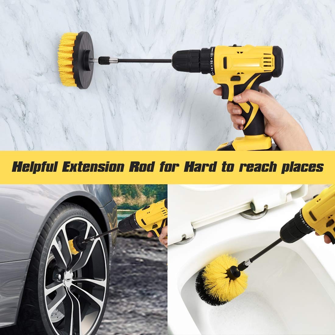 18 Pack Drill Brush Attachment Set, Power Cleaning Scrub Brushes for Drill, E…