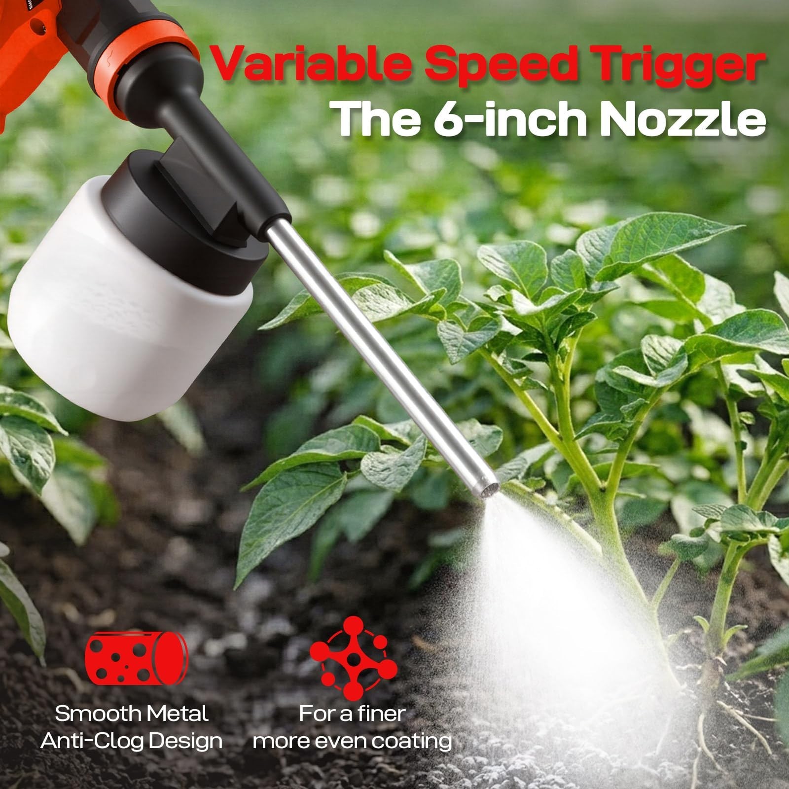 Electric Diatomaceous Earth Duster for Garden – 800mL, Variable Speed, 2-in-1 Sp