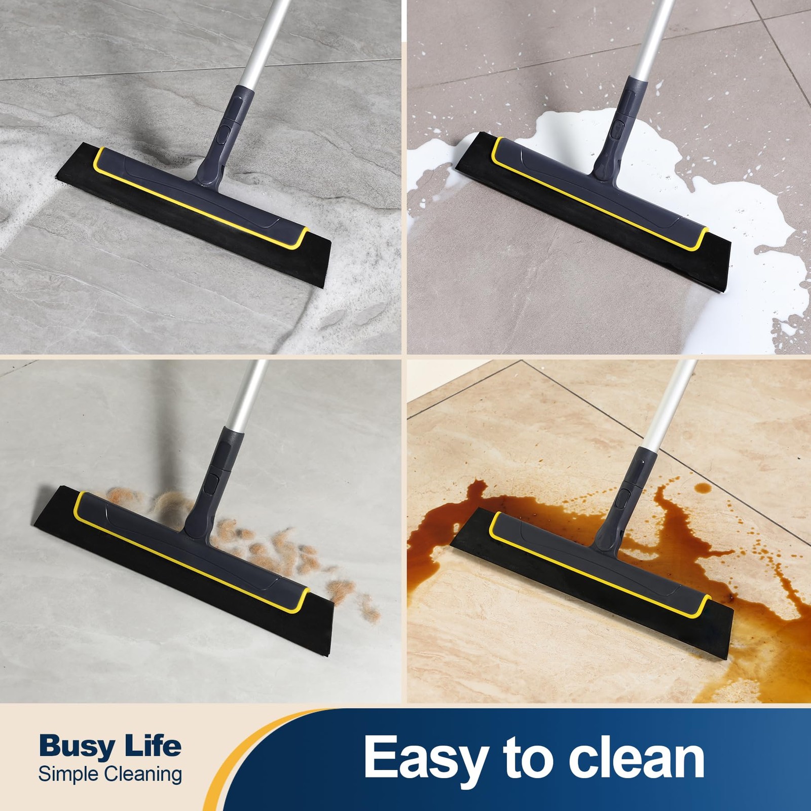 Yocada Floor Squeegee Broom EVA Foam Blade Aluminum Pole for Shower Bathroom …