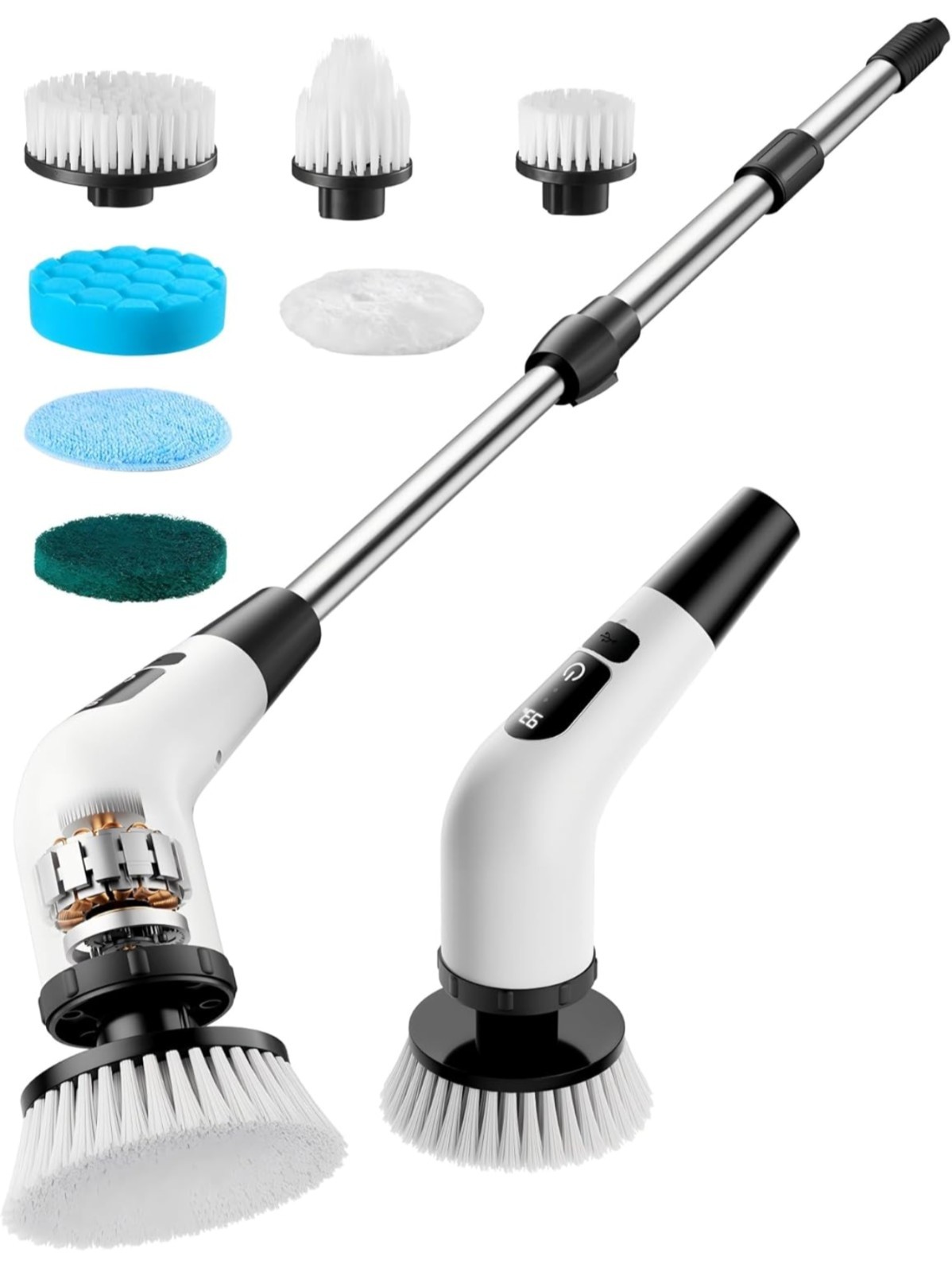 Electric Spin Scrubber-Cordless Power Scrubber with 8 Brush Heads, 3 Speeds &…