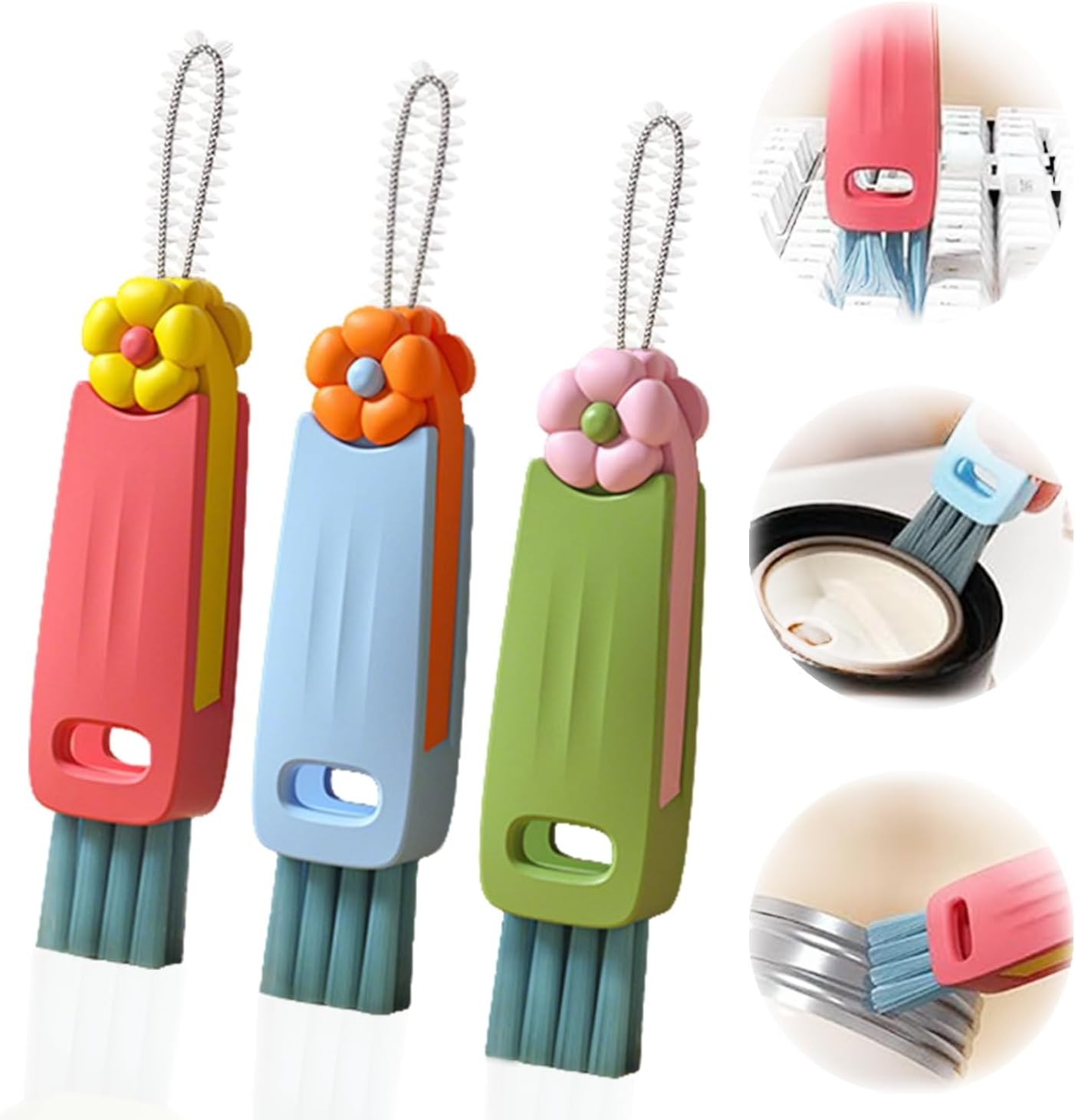 3 in 1 Cup Lid Gap Cleaning Brush Set, Bottle Cleaning Brush Multifunctional Bot