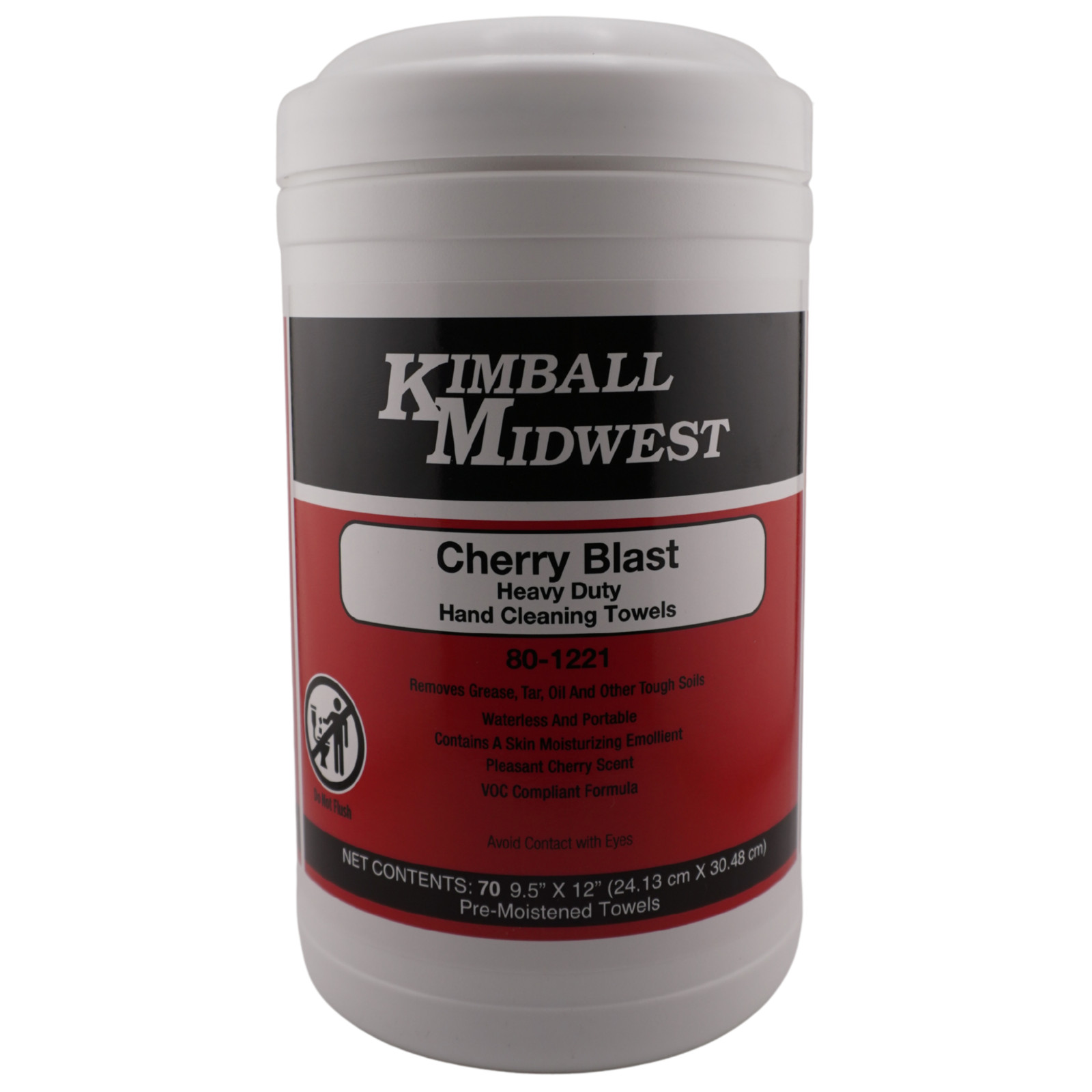 Kimball Midwest 80-1221 Cherry Blast Heavy Duty Hand Cleaning Wipes 70 Count