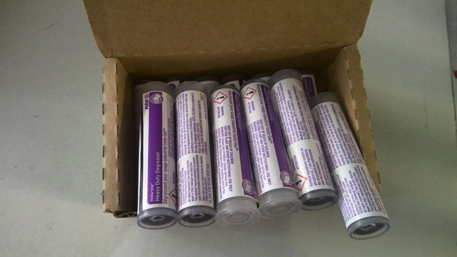 Box of 12 Heavy Duty Degreaser 0.34 US fl oz (10 ml) each