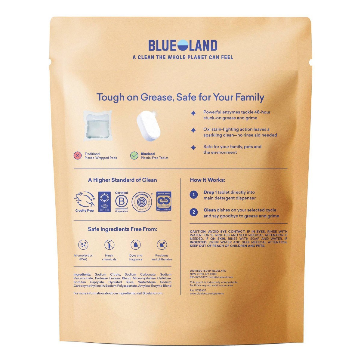 Blueland Cucumber Basil Dishwasher Detergent Tablets – 40ct: Hypoallergenic