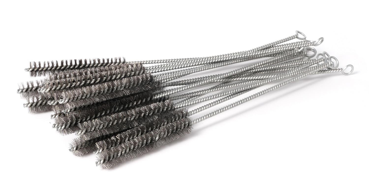 12 Inch Pipe Cleaning Brush Set with Stainless Steel Bristles, Steel Wire Tub…