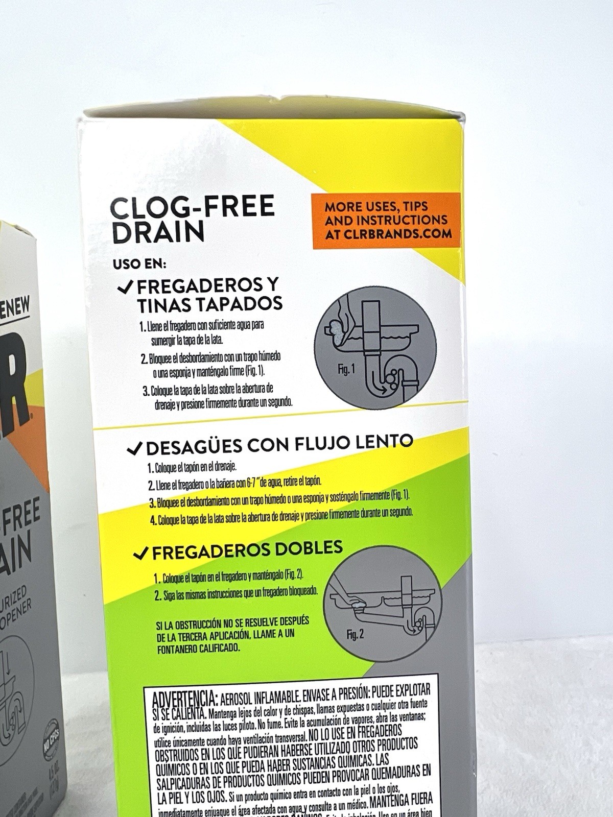 Lot 2 CLR Brand Clog-Free Drain Opener, Chemical-Free Pressurized Air Canister