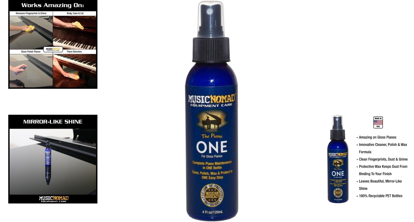 Organic Piano Cleaner and Polish with UV Protection – 4 oz Carnauba Formula