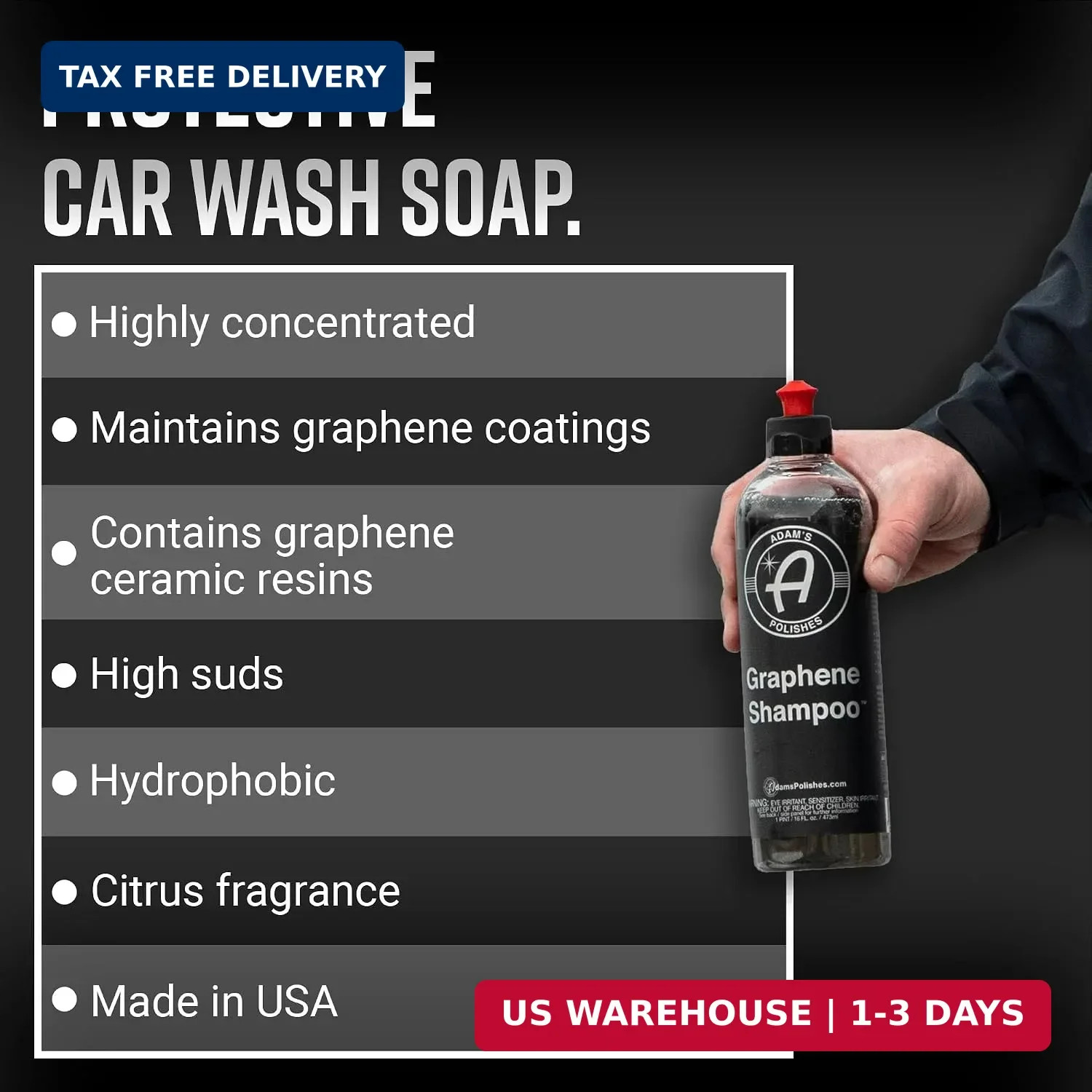 Adam’s Polishes Graphene Shampoo Gallon, Graphene Ceramic Coating Infused Car Wa