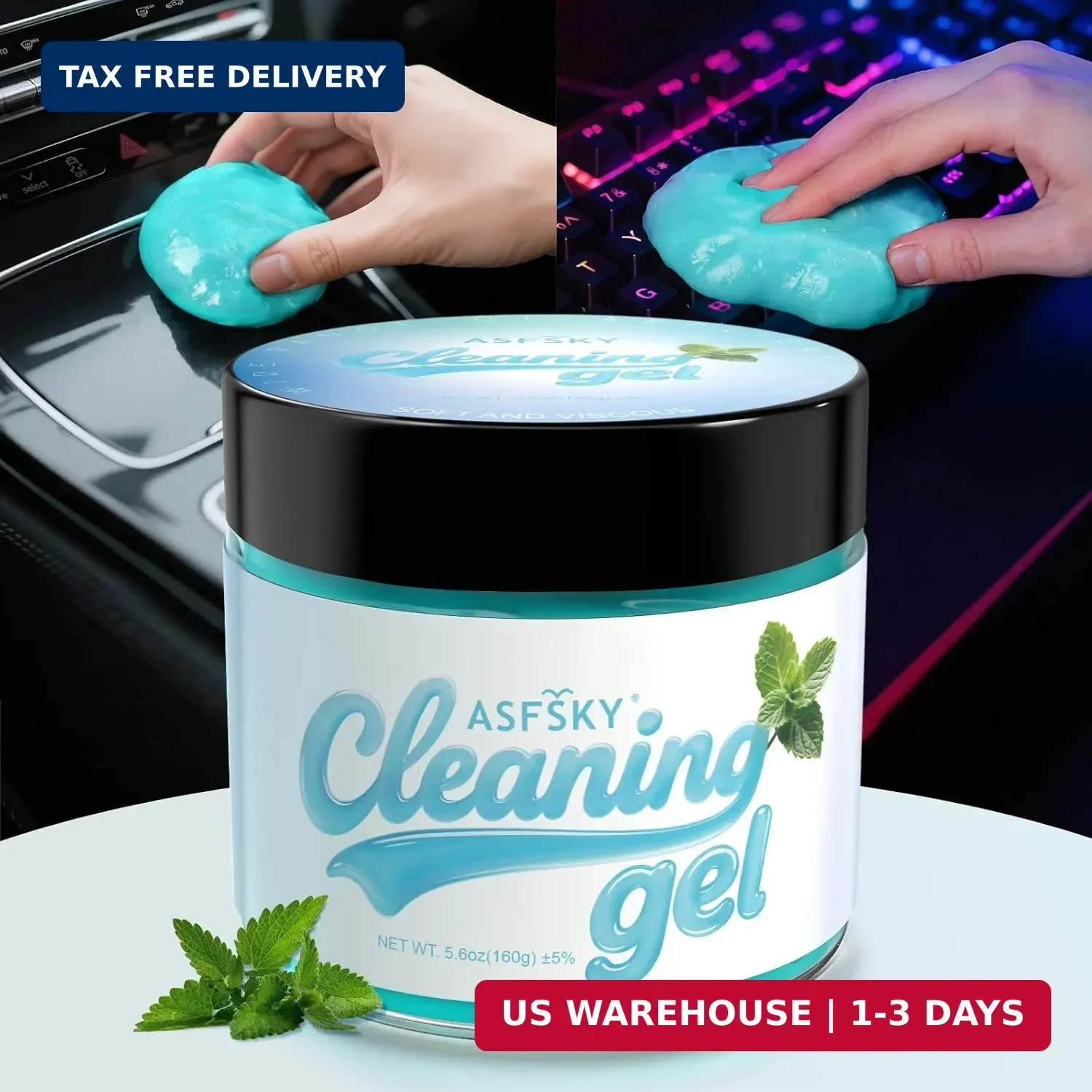 ASFSKY Car Cleaning Gel (Blue,Mint) Cleaning Putty Universal Dust Cleaning Car I