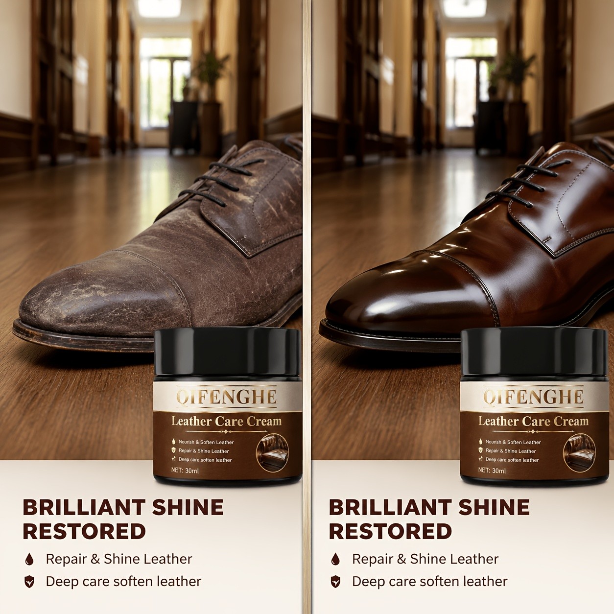 Leather Polish Care Cream, Leather Nourishing Restorer for Furniture, Car Seats,