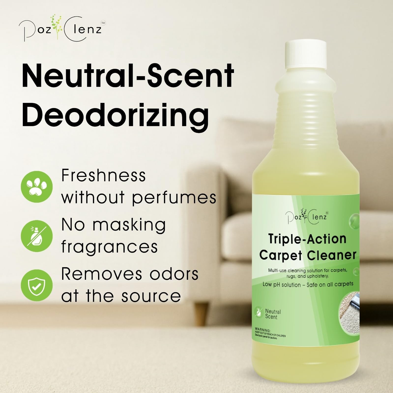 Triple-Action Carpet Cleaner | Cleans, Deodorizes & Brightens | Concentrated,…