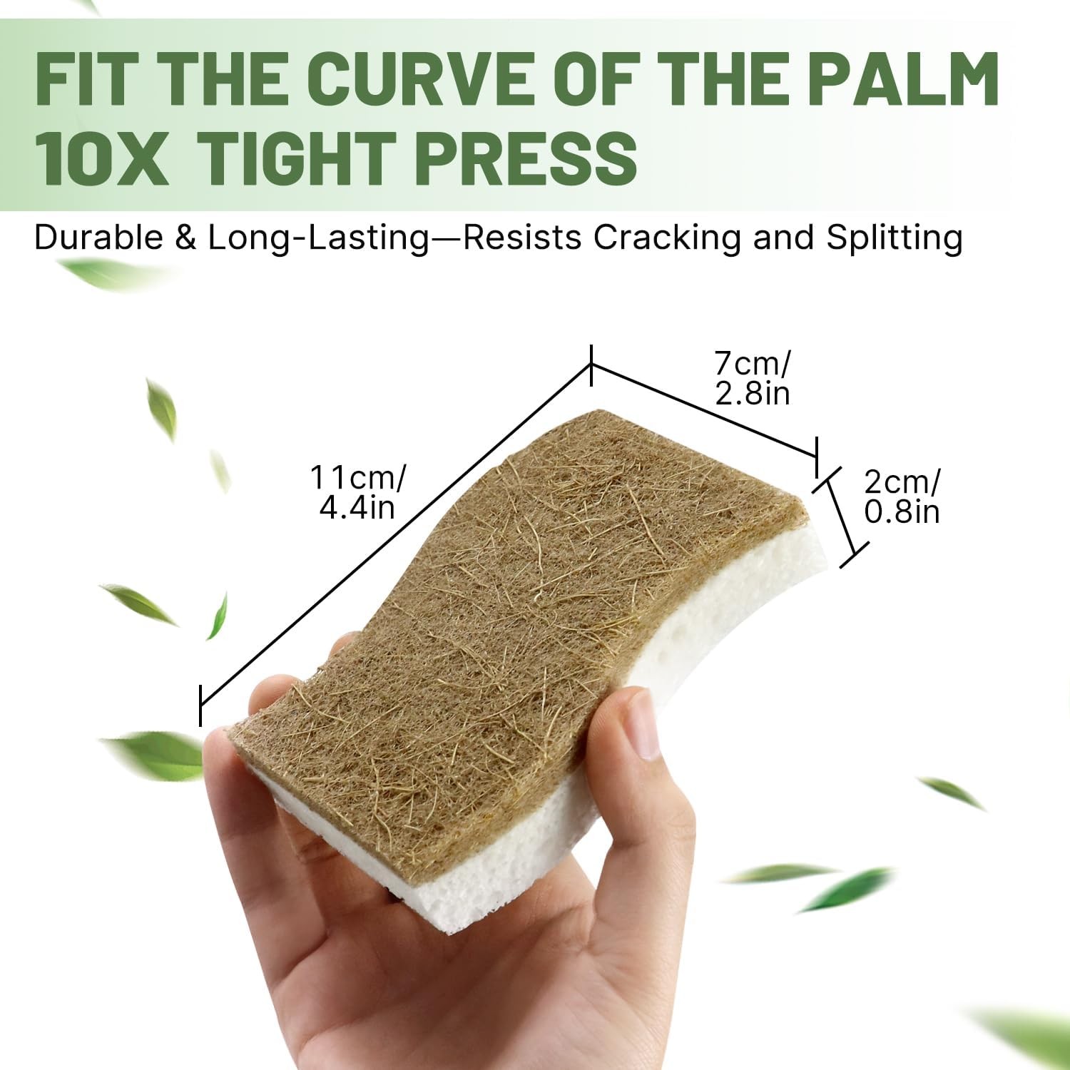 12 Pack Biodegradable Kitchen Dish Sponges, Natural Plant-Based Coconut Fiber