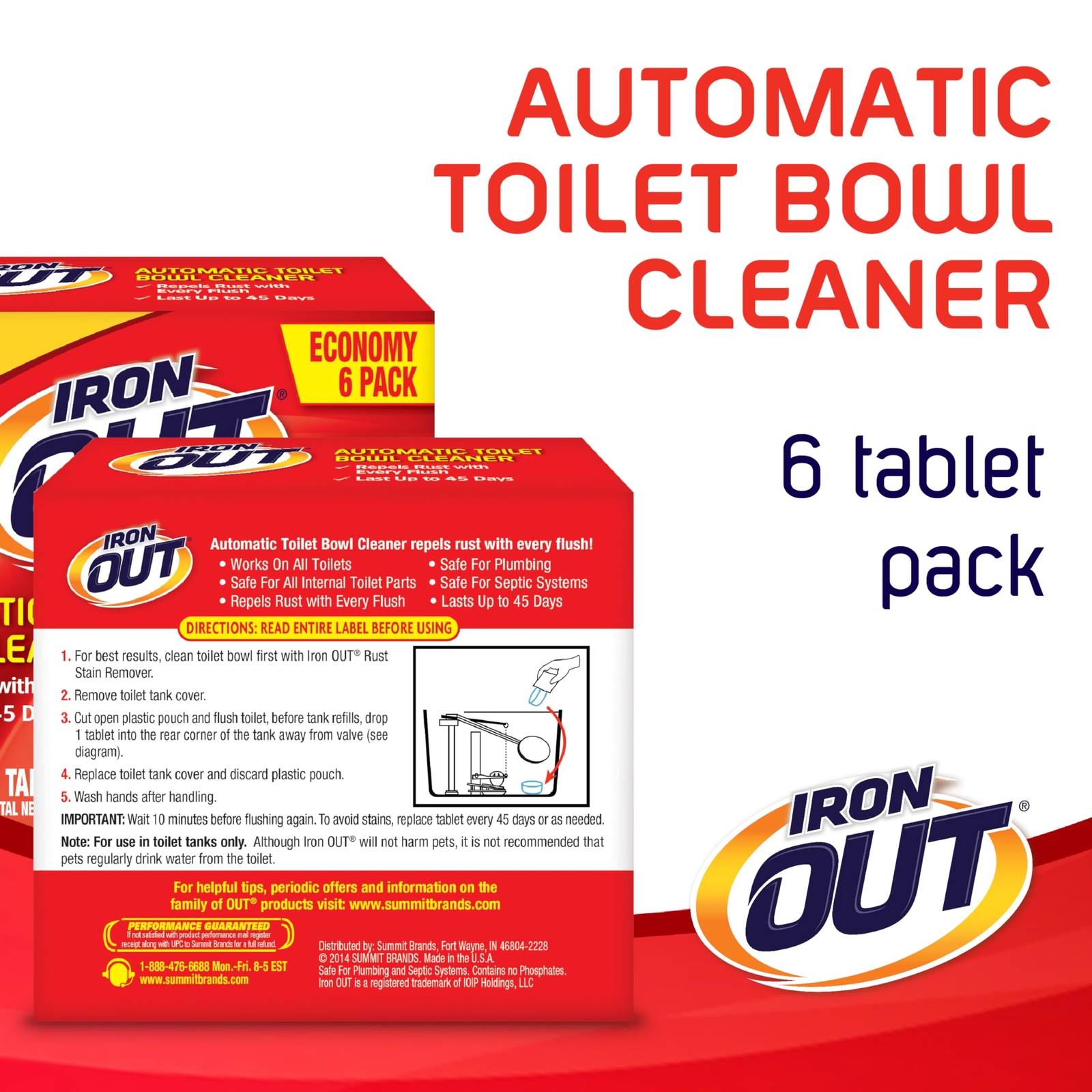 Iron OUT Toilet Bowl Cleaner 6 Tablets Rust Stain Remover