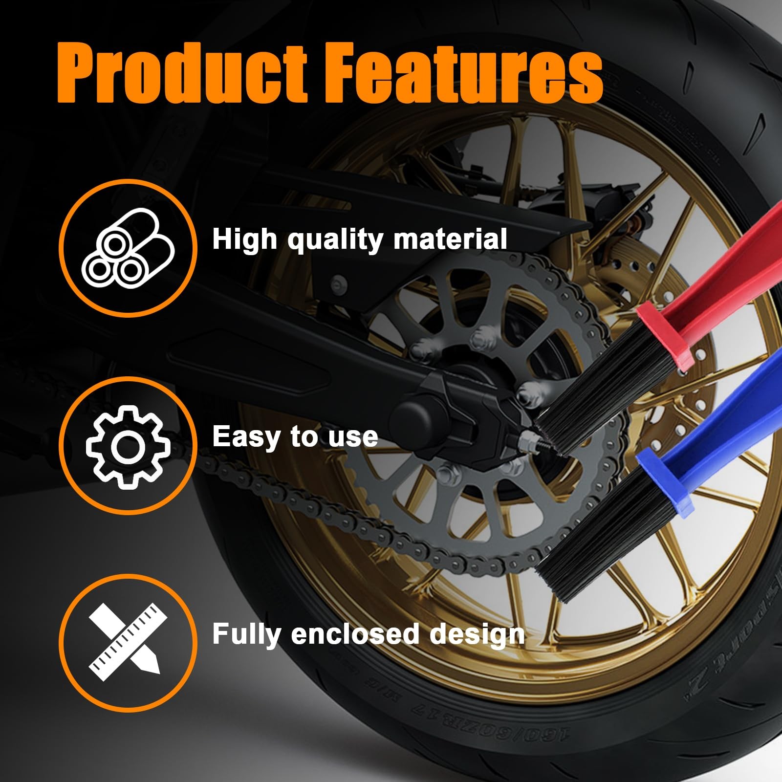 2 Pcs Motorcycle Chain Washer Bike Chain Scrubbing Brush Two Head Cleaning Brush