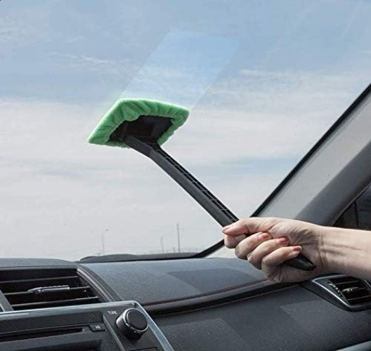 Interior Windshield Cleaner Tool, Reusable Pads, Extendable Handle Kit