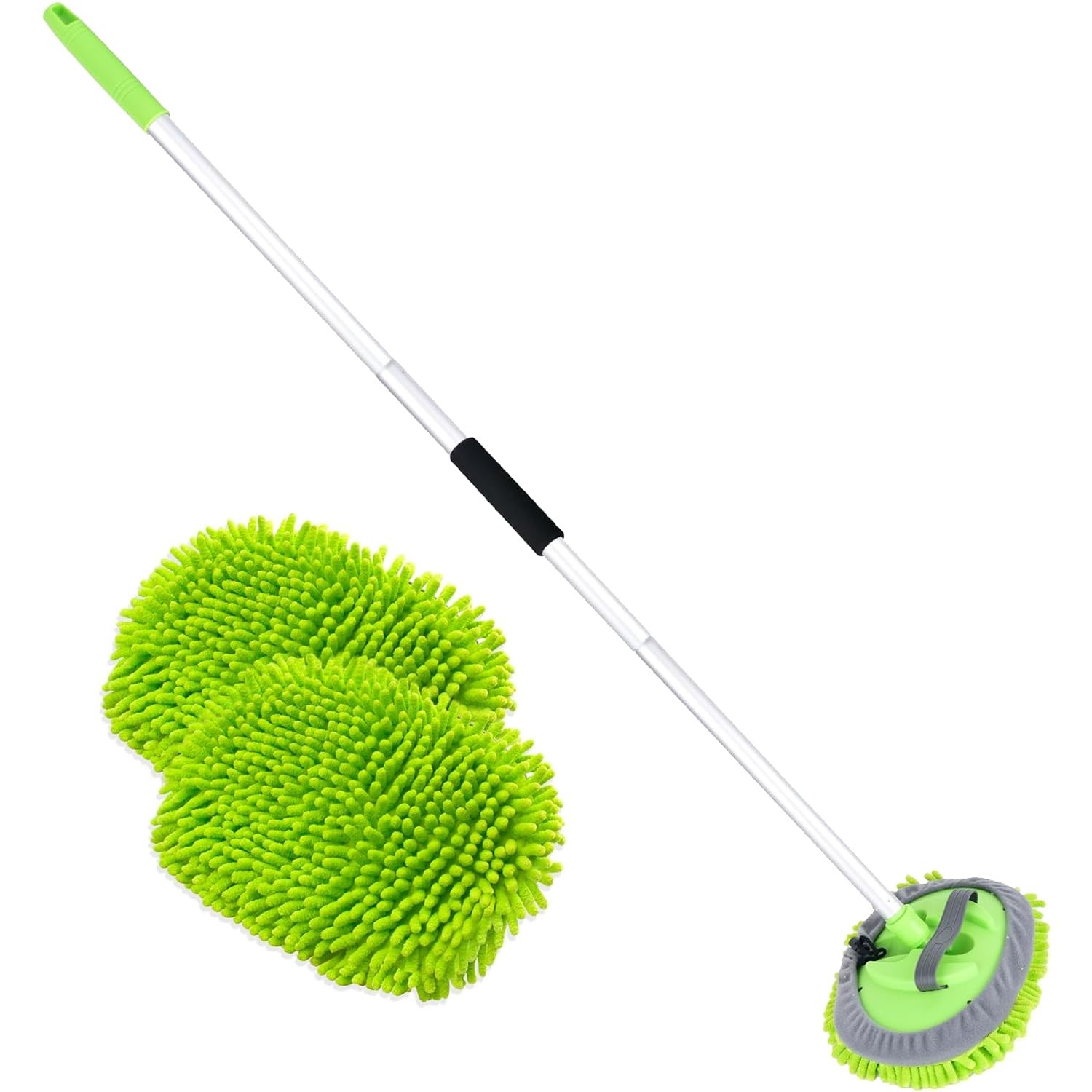 62″ Long Handle Car Wash Brush Kit with Microfiber Head for RV & Truck Cleaning