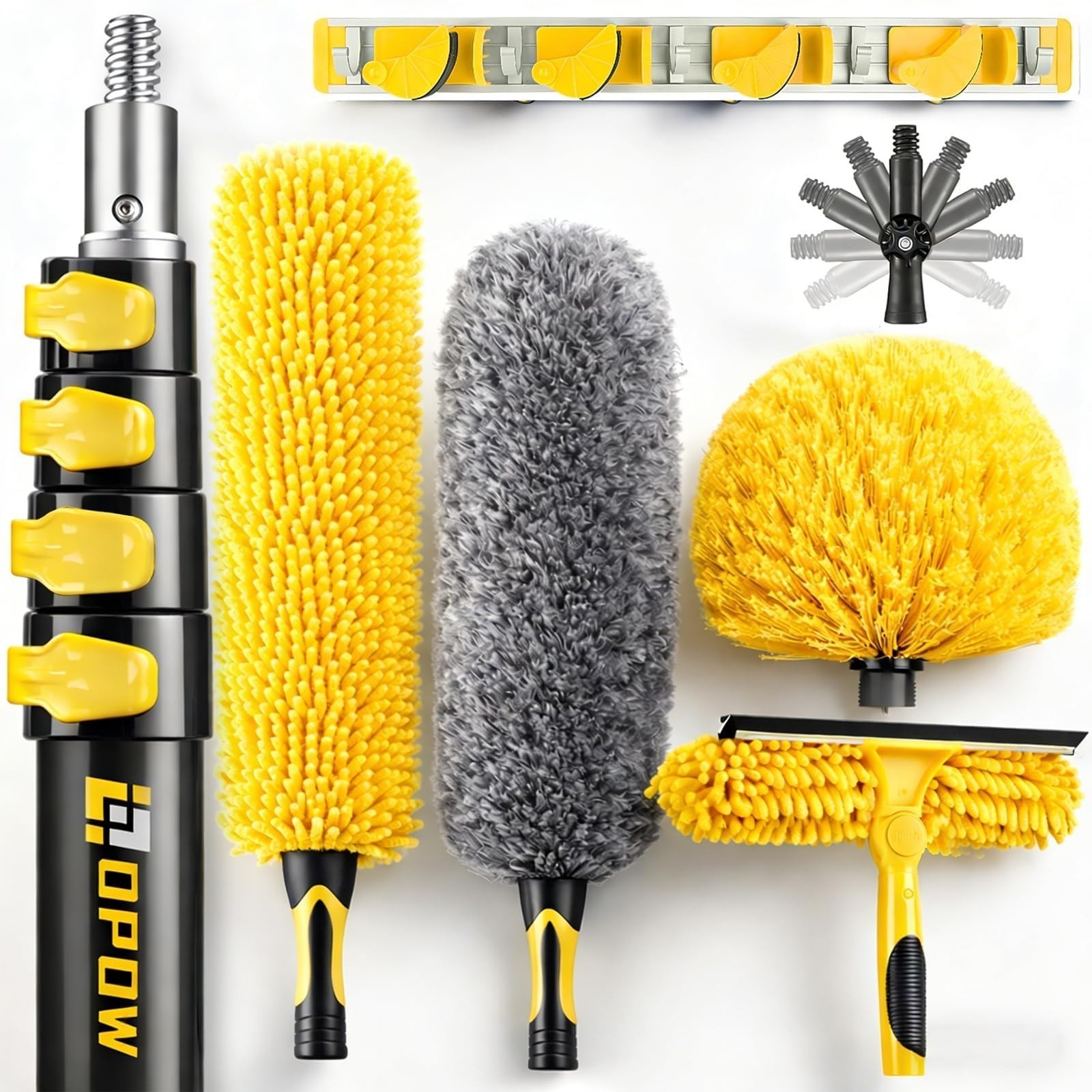 25ft High Reach Duster Kit with Extension Pole, Microfiber & Cobweb Cleaners