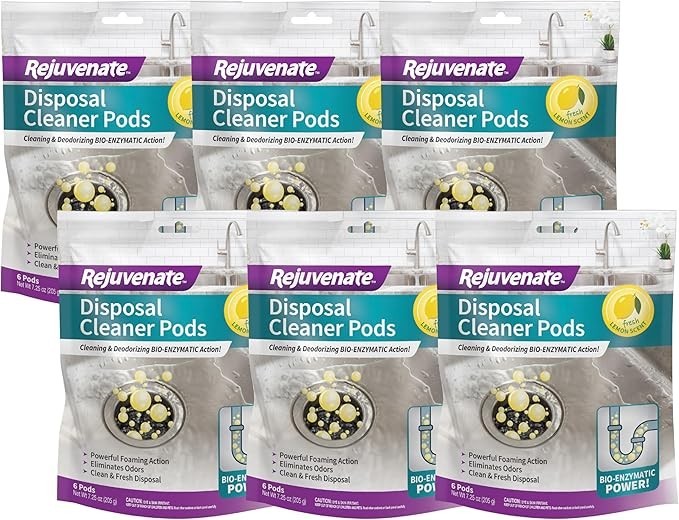 Disposal Cleaner Pods 6 Pack Lemon Scented Bio-Enzymatic For Break Down Food