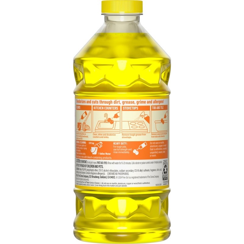 Multi-Surface Floor Cleaner Lemon Fresh 5X Action Deodorizes Cuts Grease 40oz US