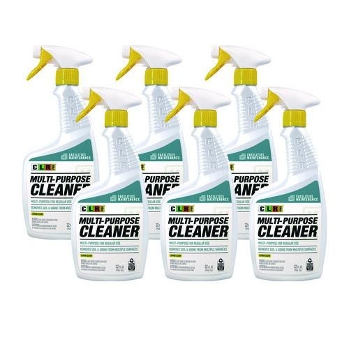 CLR PRO Multi-Purpose Cleaner, Lemon Scent, 32 oz Bottle, 6/Carton