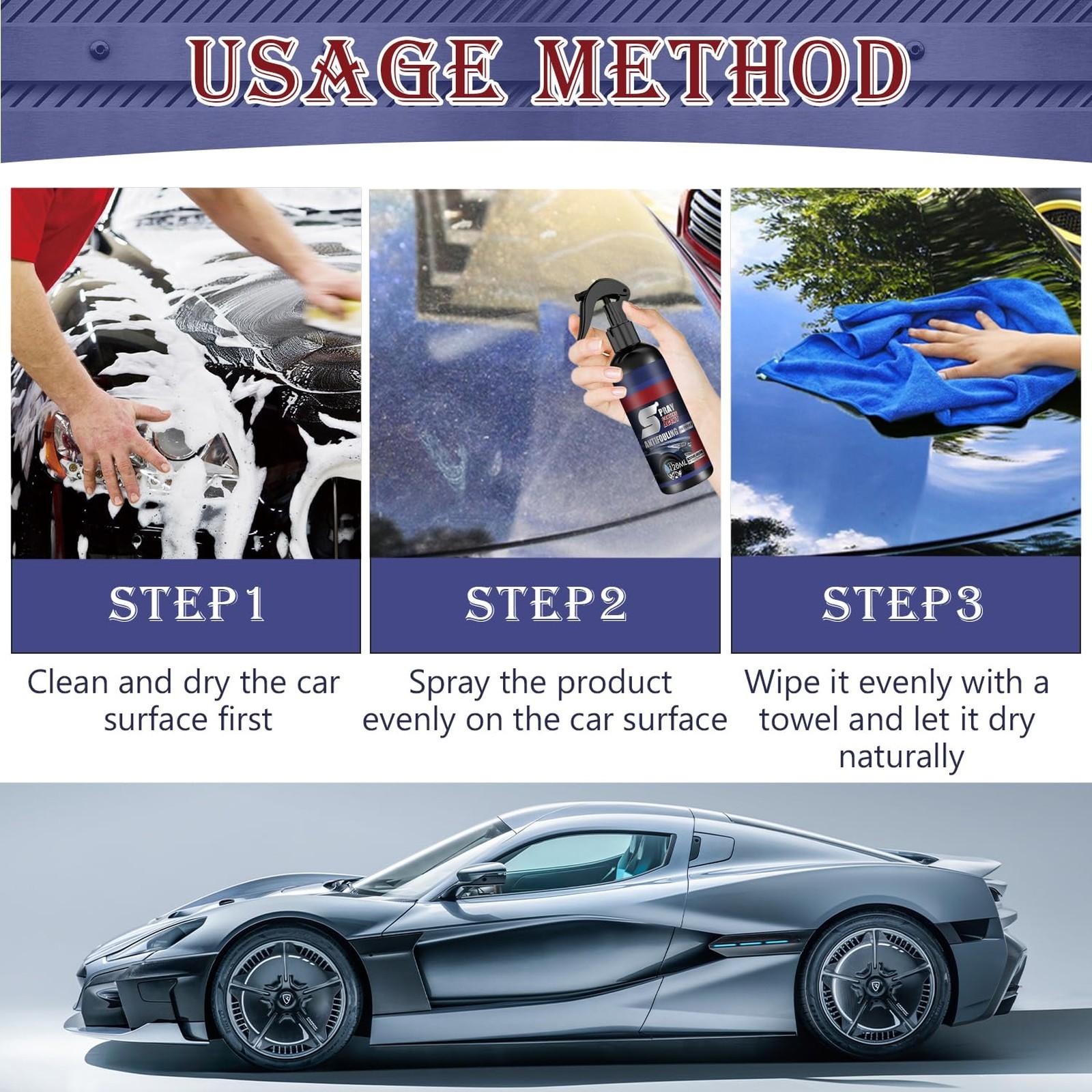 Ceramic Car Coating Spray 3 in 1 Nano Scratch Repair Protection Kit 120ml