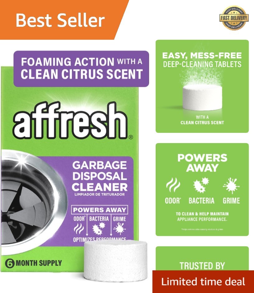 Citrus Garbage Disposal Cleaner – 6 Tablets for Odor Elimination & Deep Clean