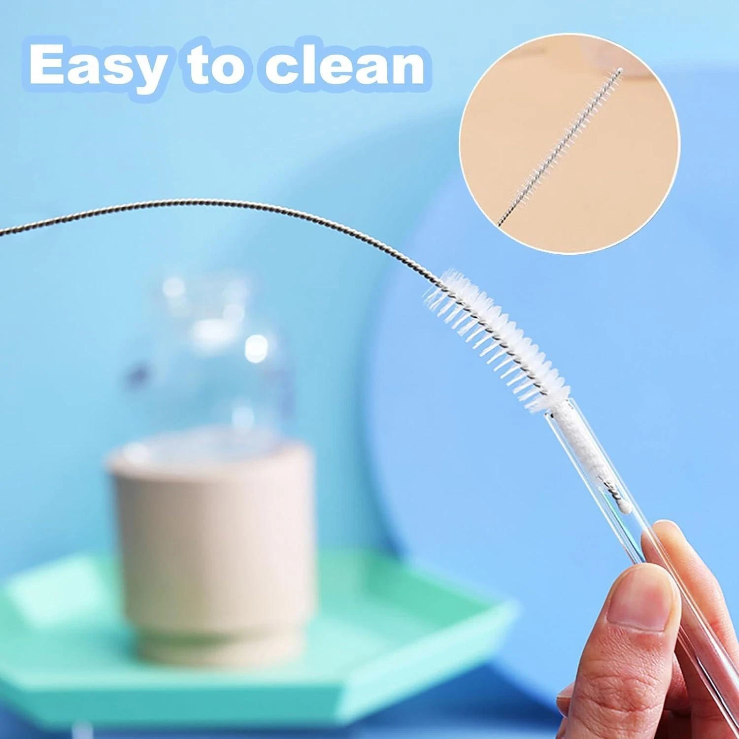 Straw Cleaner Brush for Stanley, 10Pcs Reusable Extra Long Straws Cleaning Brush
