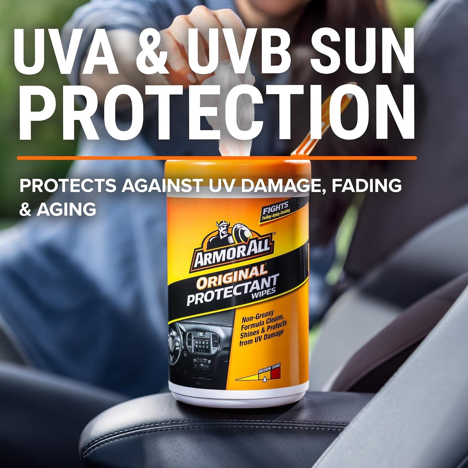 Car Interior Protectant Wipes 90 Count UV Protection Vinyl Rubber Plastic