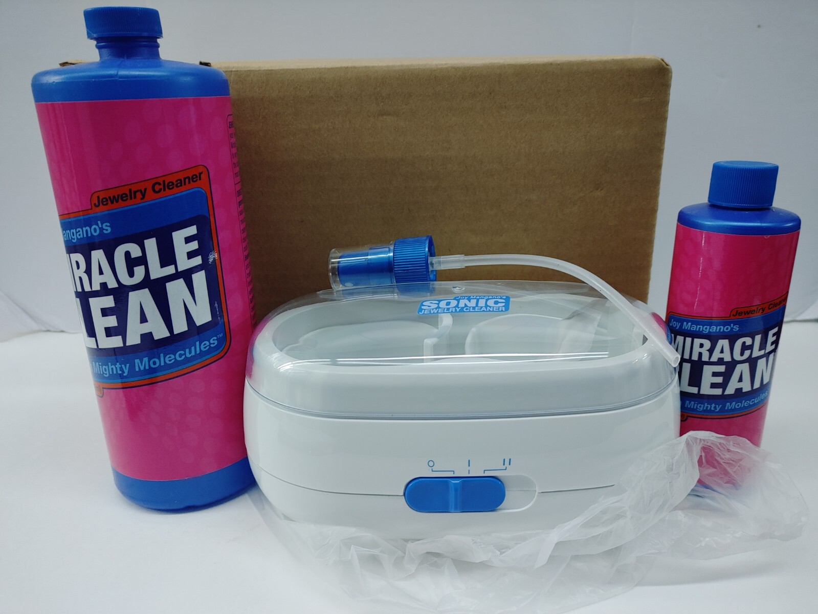 N.O.S Joy Mangano’s Miracle Clean pink 32 & 8.oz with sonic Jewelry Cleaner