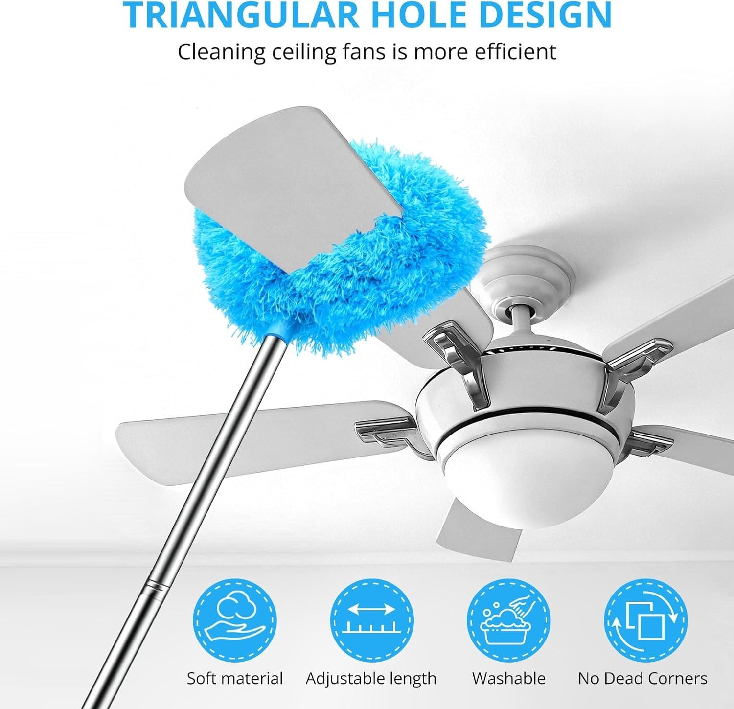 Microfiber Ceiling Fan Duster-Cobweb Cleaner Brush Kit Telescopic Extension Pole