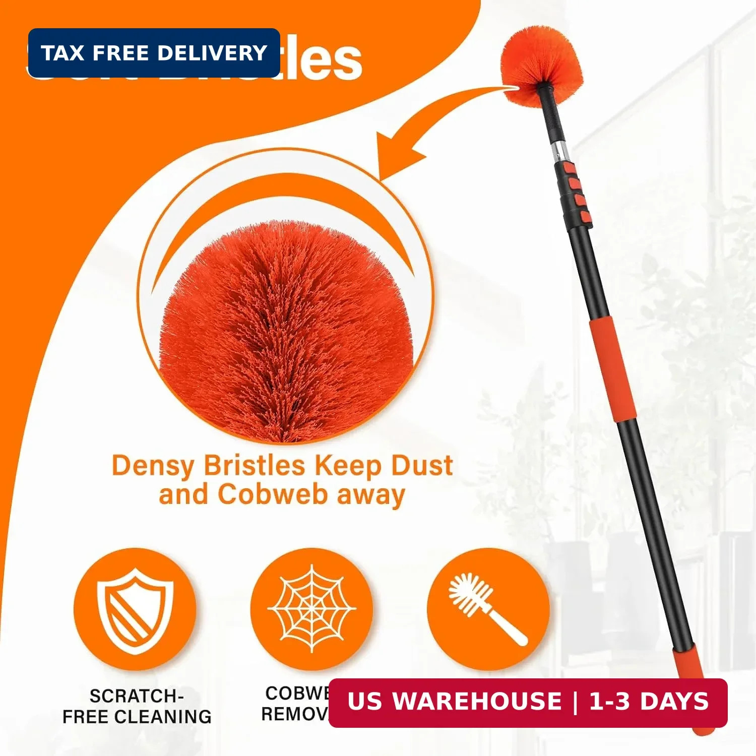 30FT Cobweb Duster with Extension Pole – High Reach Duster for High Ceilings & O
